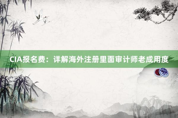CIA报名费：详解海外注册里面审计师老成用度
