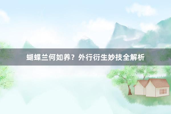 蝴蝶兰何如养？外行衍生妙技全解析